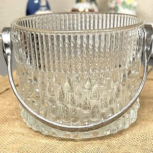 Textured Glass Bucket with Silver Handle